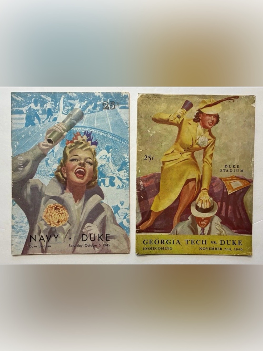 Vintage Duke Football Programs Lot of 2- 1940 Georgia Tech-Duke, 1945 Navy-Duke